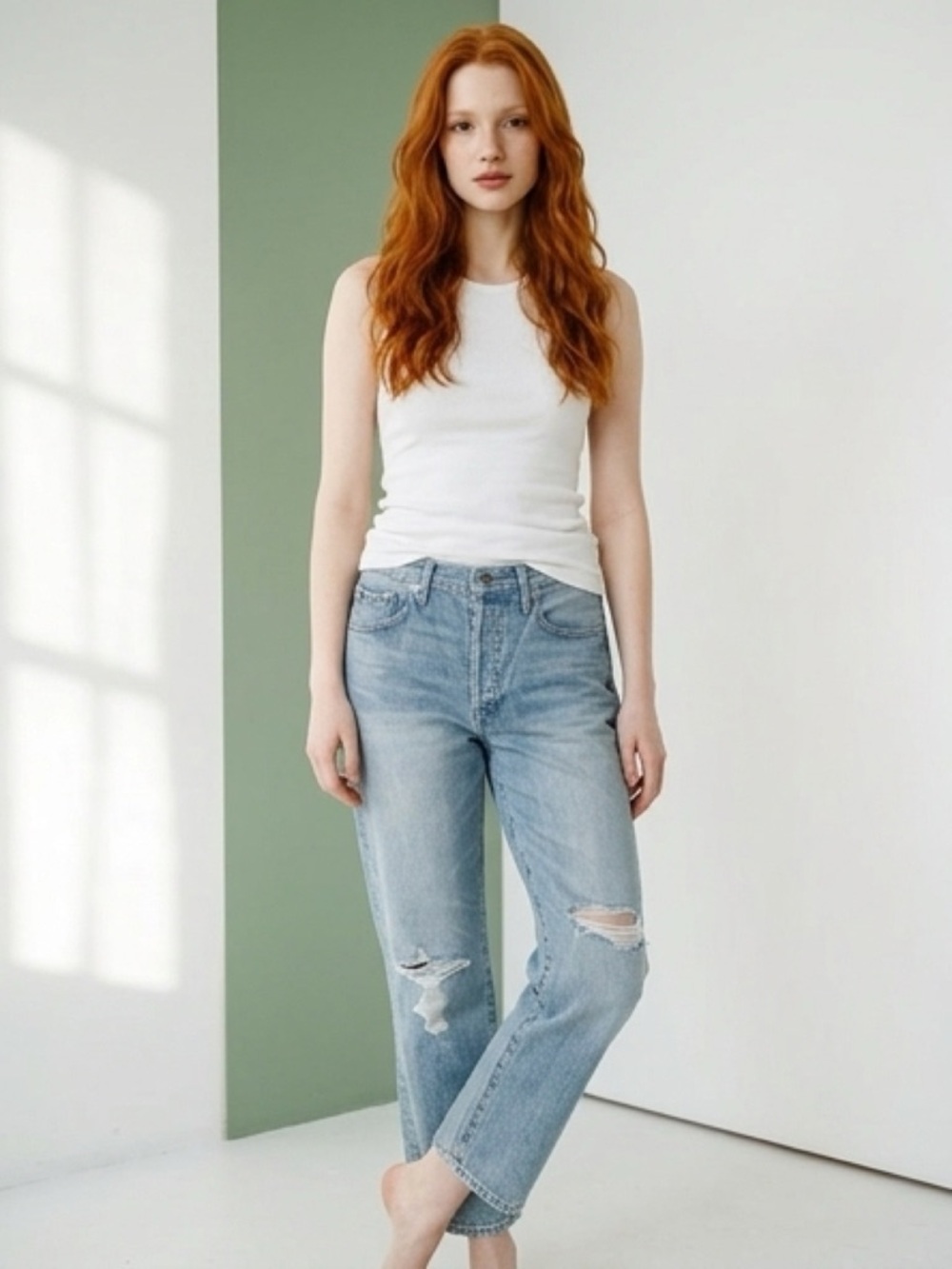 EDWIN - Kali Ankle Jeans Mission Wash - Organic Cotton - Distressed -‎ Size 30